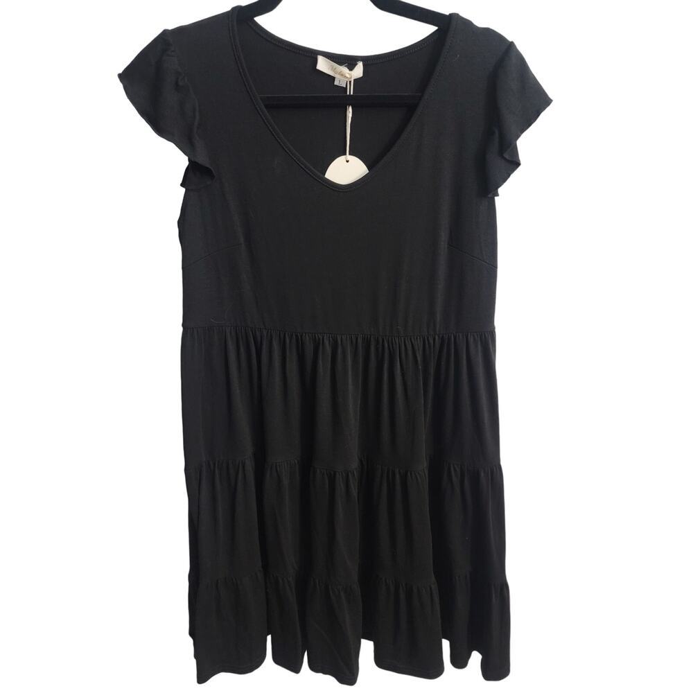 Malou Women's T-Shirt Swing Modest Maxi Dress Size Large Black